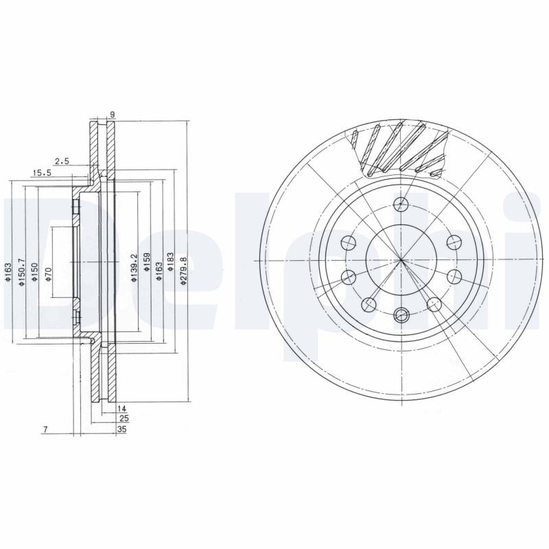 DELPHI BG3405C Brake Disc