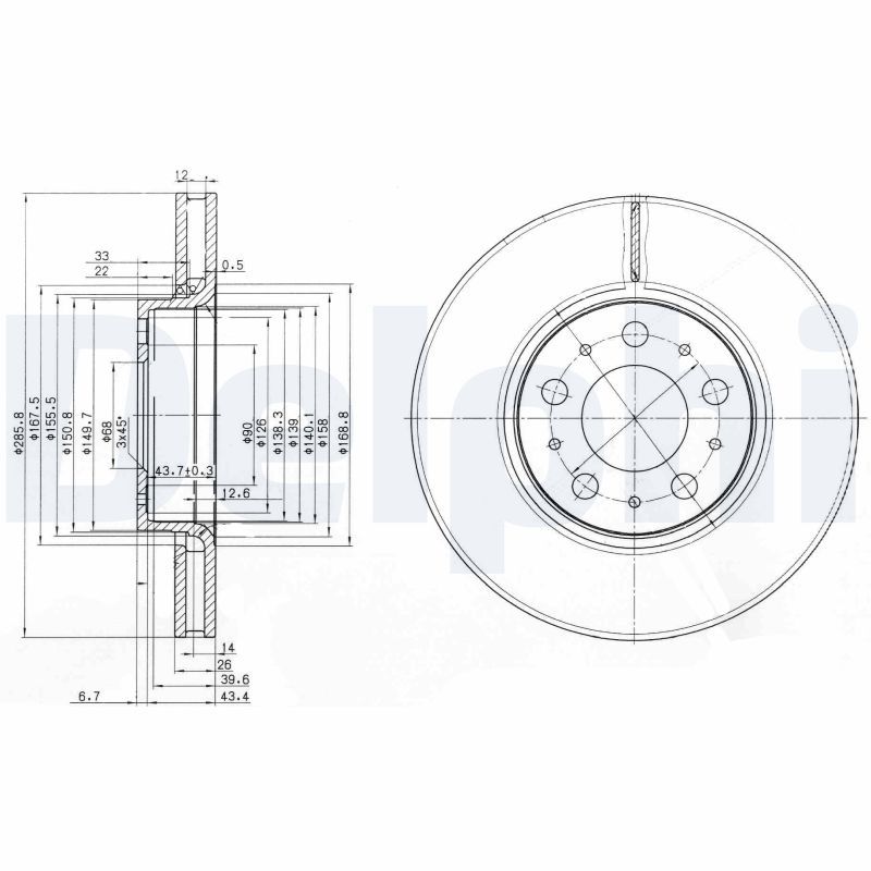 DELPHI BG3513C Brake Disc
