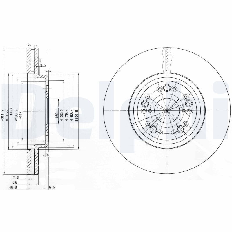 DELPHI BG3616 Brake Disc