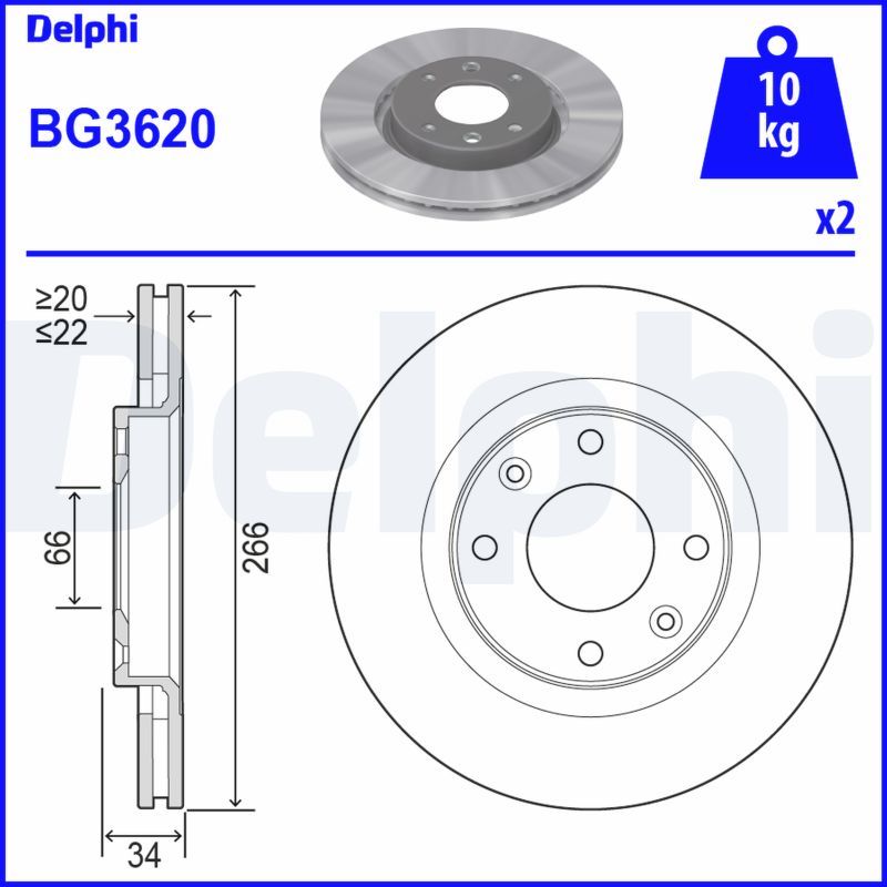 DELPHI BG3620 Brake Disc