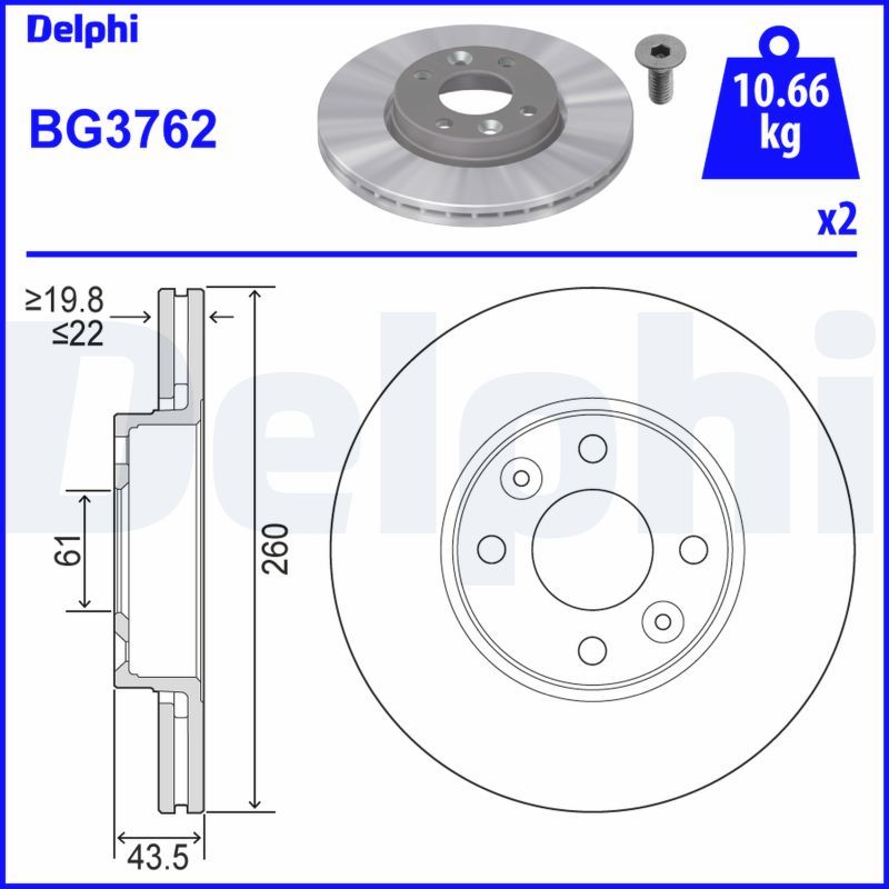 DELPHI BG3762 Brake Disc