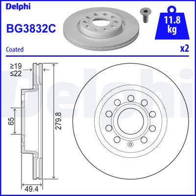 Brake Disc DELPHI BG3832C
