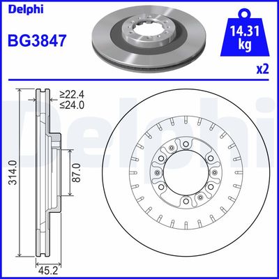 Brake Disc DELPHI BG3847