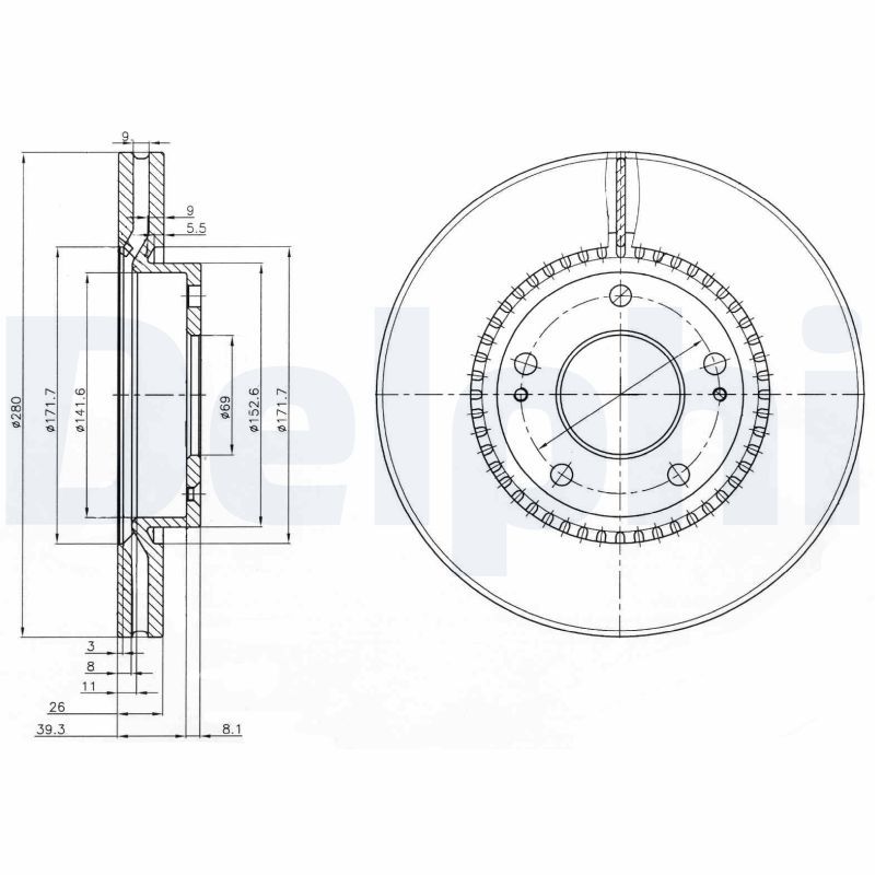 DELPHI BG3861 Brake Disc