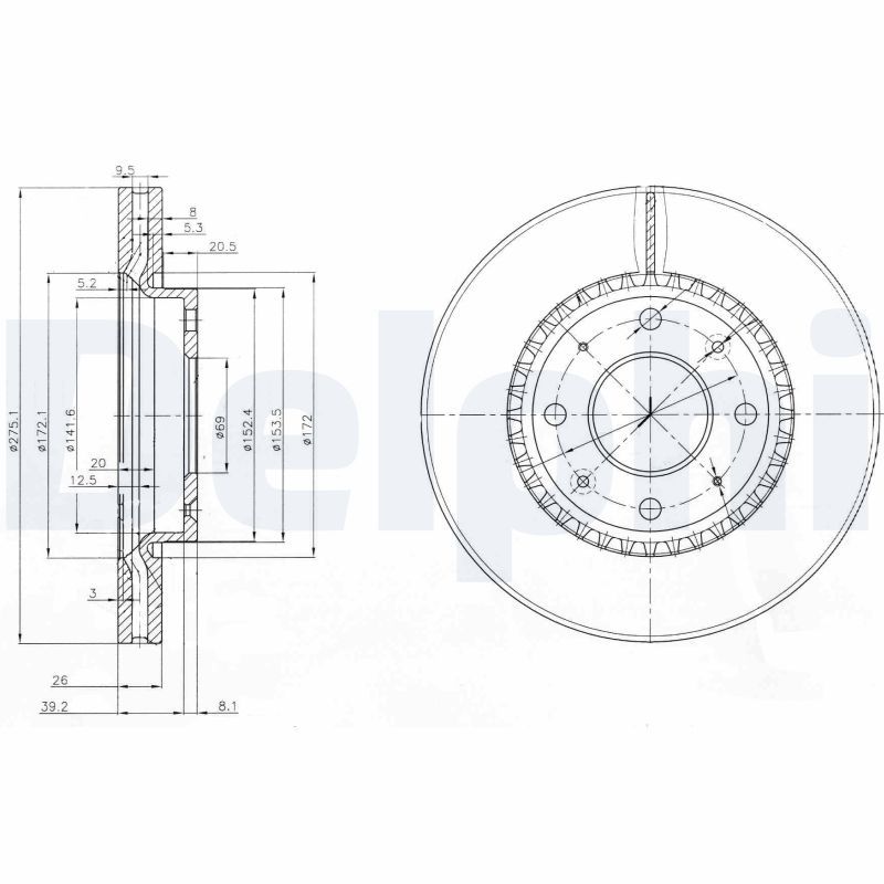 DELPHI BG4016 Brake Disc