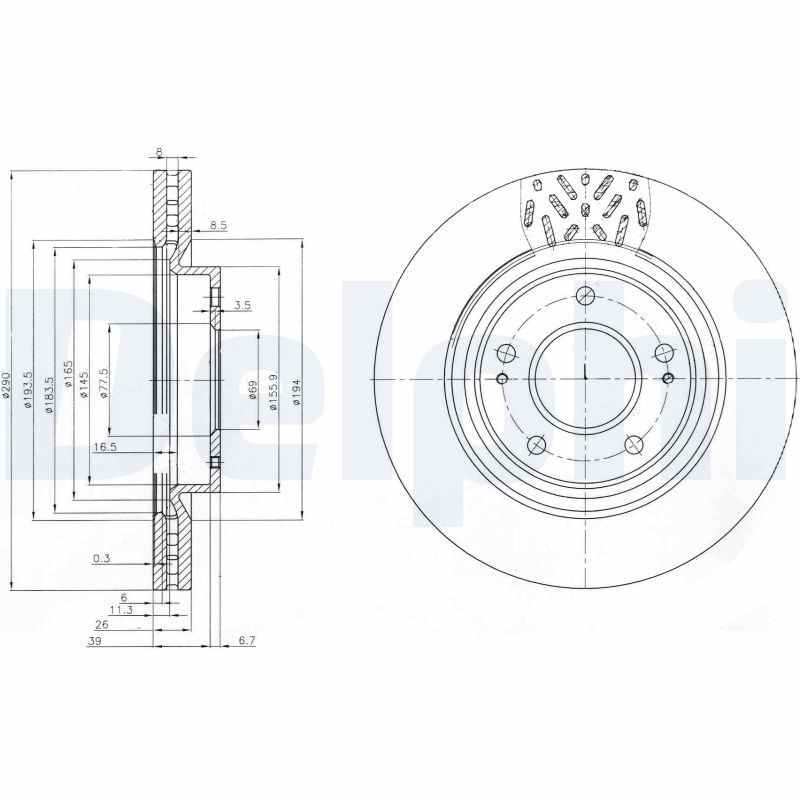 DELPHI BG4034 Brake Disc