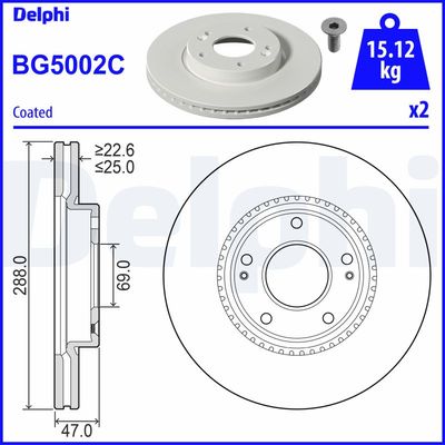 Brake Disc DELPHI BG5002C