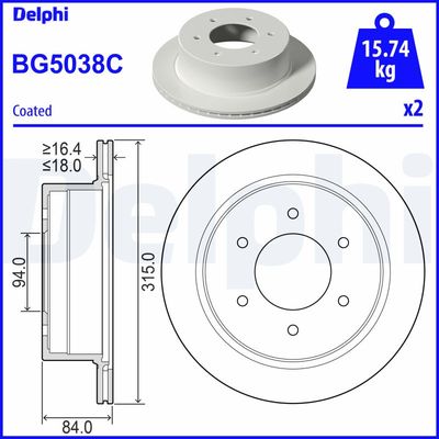 Brake Disc DELPHI BG5038C
