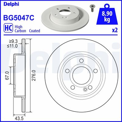 Brake Disc DELPHI BG5047C