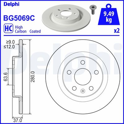 Brake Disc DELPHI BG5069C