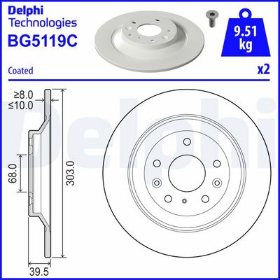 Brake Disc DELPHI BG5119C