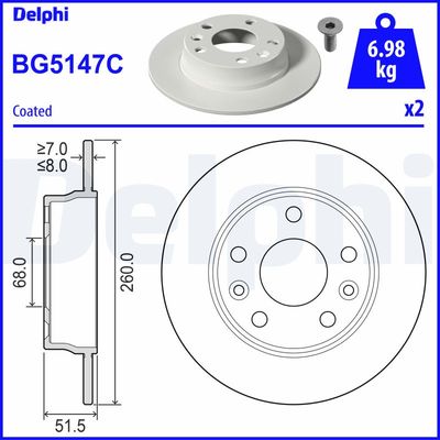 Brake Disc DELPHI BG5147C