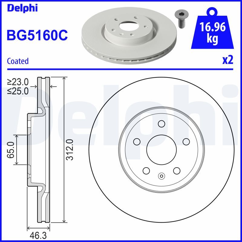 DELPHI BG5160C Brake Disc