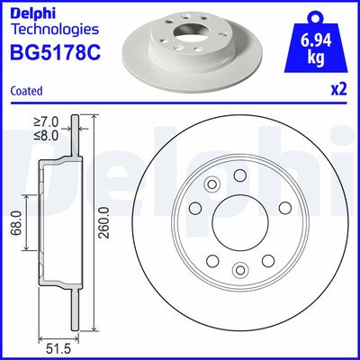 Brake Disc DELPHI BG5178C