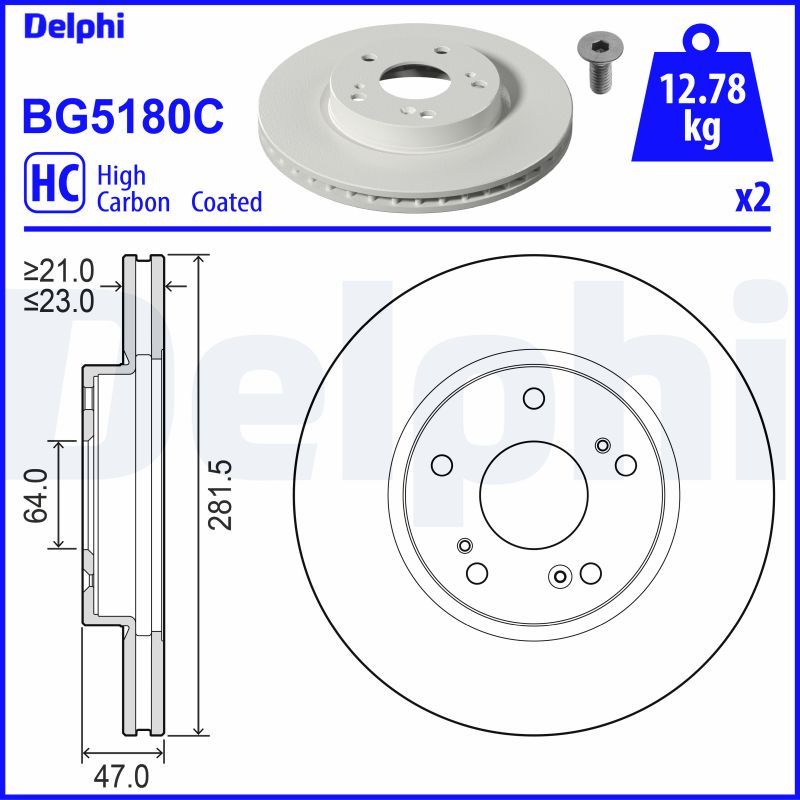DELPHI BG5180C Brake Disc