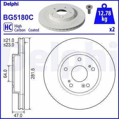 Brake Disc DELPHI BG5180C