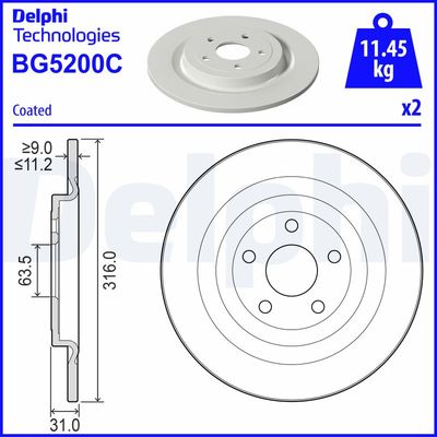 Brake Disc DELPHI BG5200C