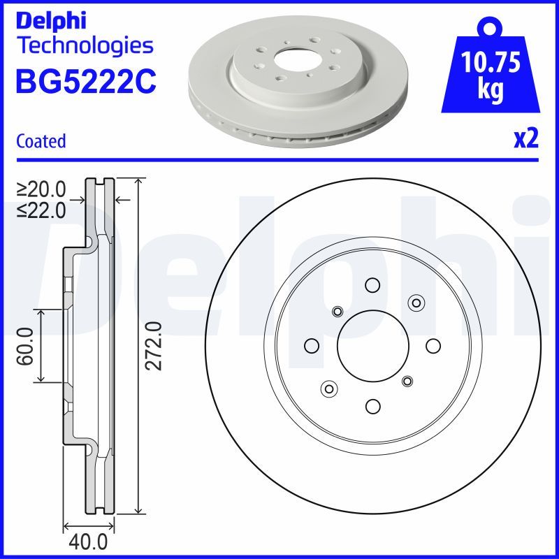 DELPHI BG5222C Brake Disc