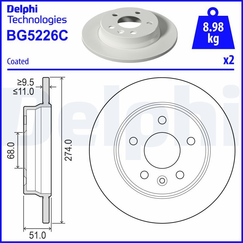 DELPHI BG5226C Brake Disc