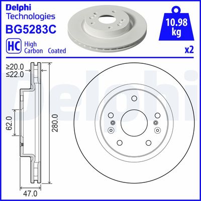 Brake Disc DELPHI BG5283C