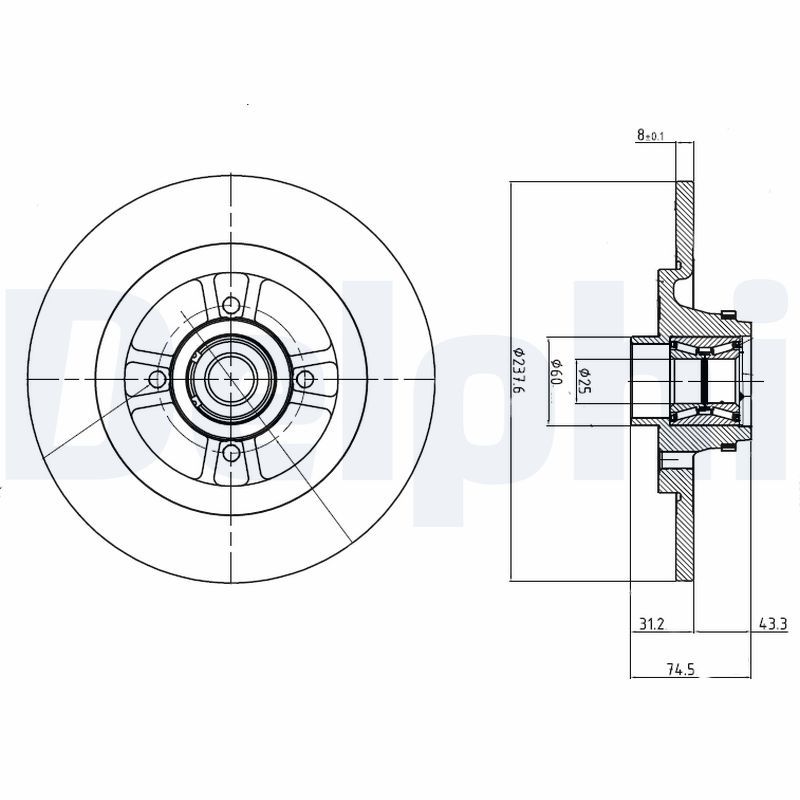 DELPHI BG9025RSC Brake Disc