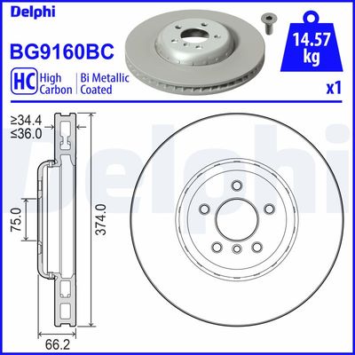 Brake Disc DELPHI BG9160BC