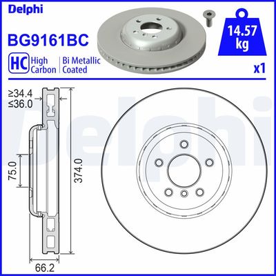 Brake Disc DELPHI BG9161BC