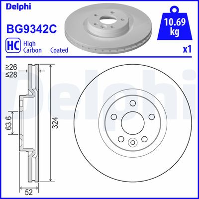 Brake Disc DELPHI BG9342C