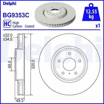 Brake Disc DELPHI BG9353C