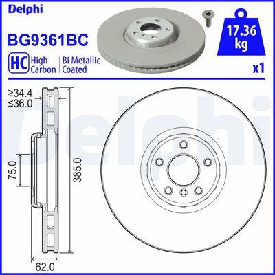 Brake Disc DELPHI BG9361BC