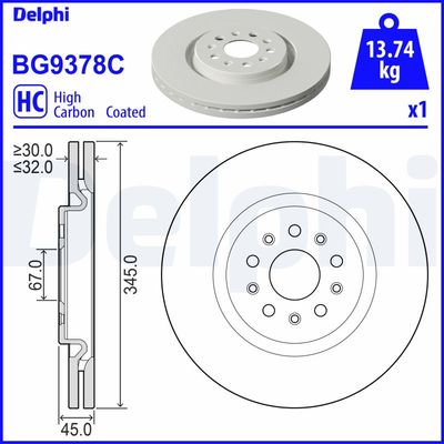 Brake Disc DELPHI BG9378C