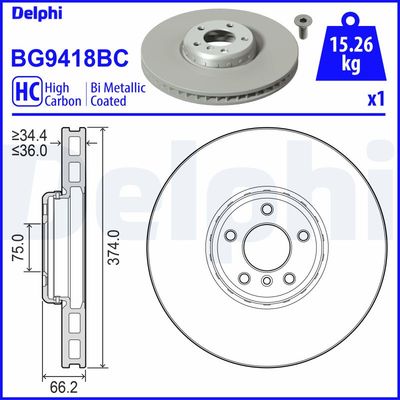 Brake Disc DELPHI BG9418BC