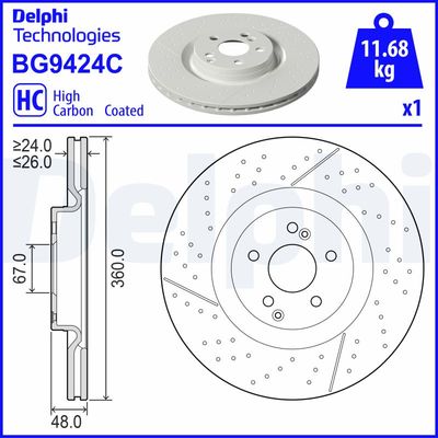 Brake Disc DELPHI BG9424C