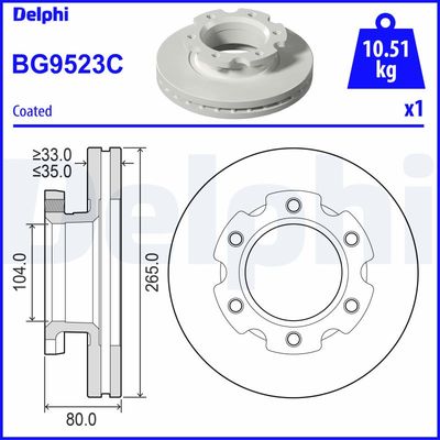 Brake Disc DELPHI BG9523C