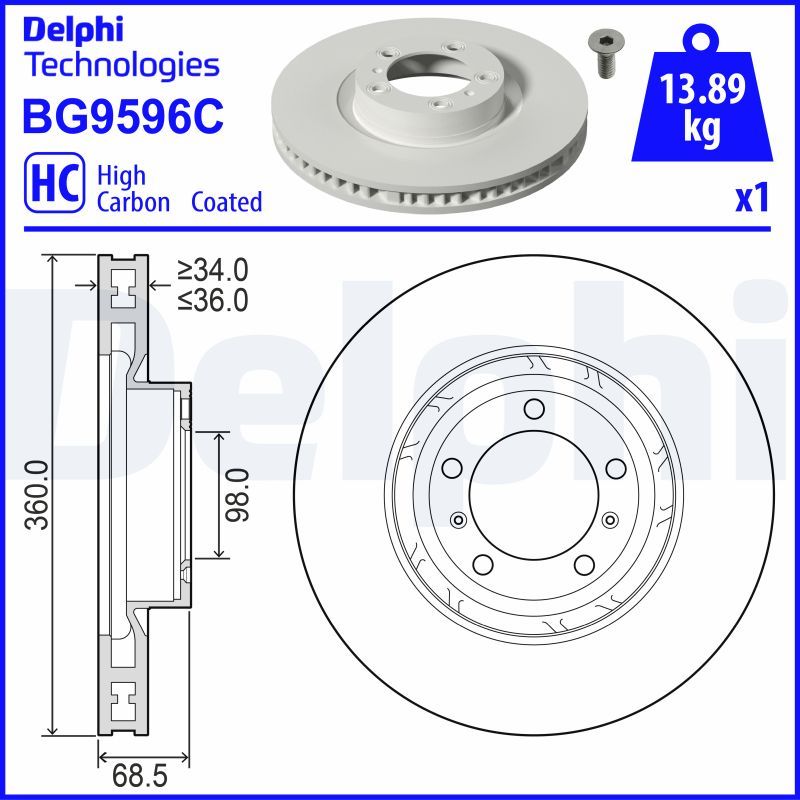 DELPHI BG9596C Brake Disc