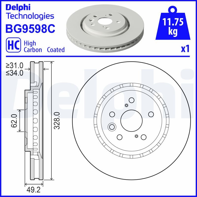 DELPHI BG9598C Brake Disc