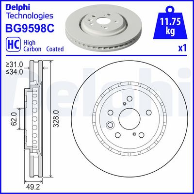 Brake Disc DELPHI BG9598C