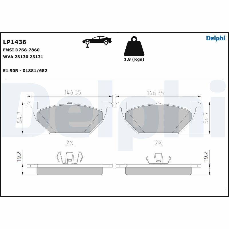 DELPHI LP1436 Brake Pad Set, disc brake