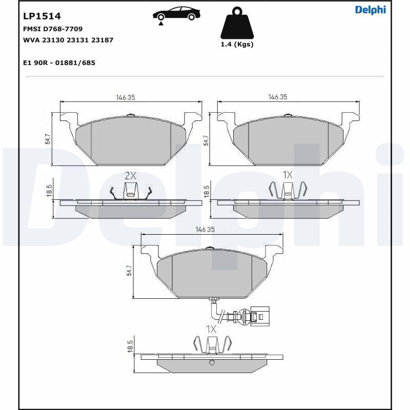 DELPHI LP1514 Brake Pad Set, disc brake
