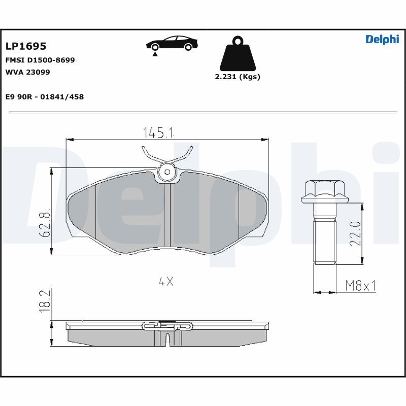 DELPHI LP1695 Brake Pad Set, disc brake