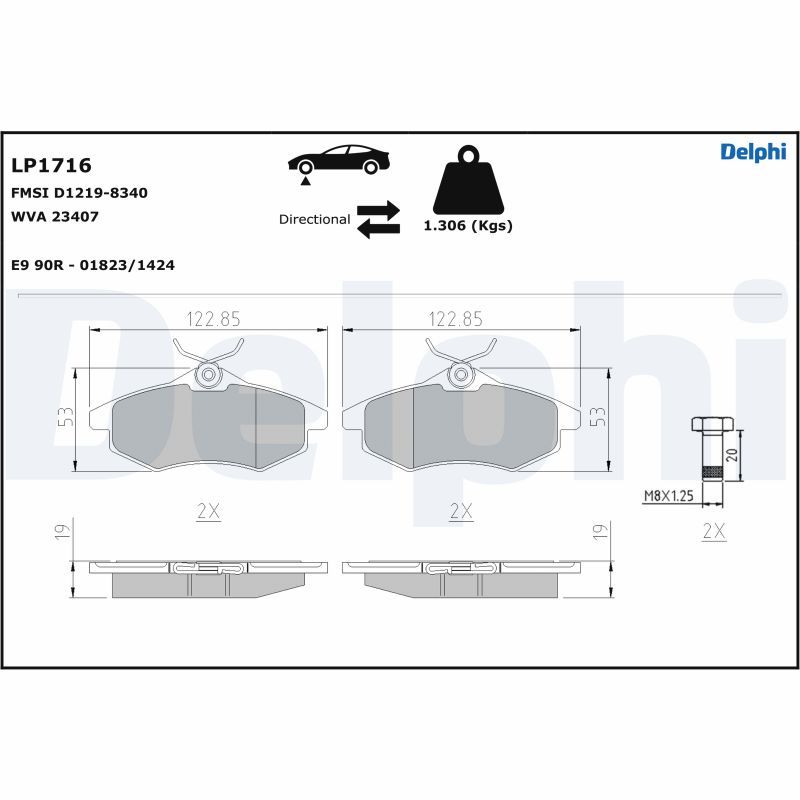 DELPHI LP1716 Brake Pad Set, disc brake