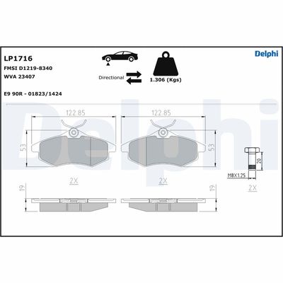 Brake Pad Set, disc brake DELPHI LP1716