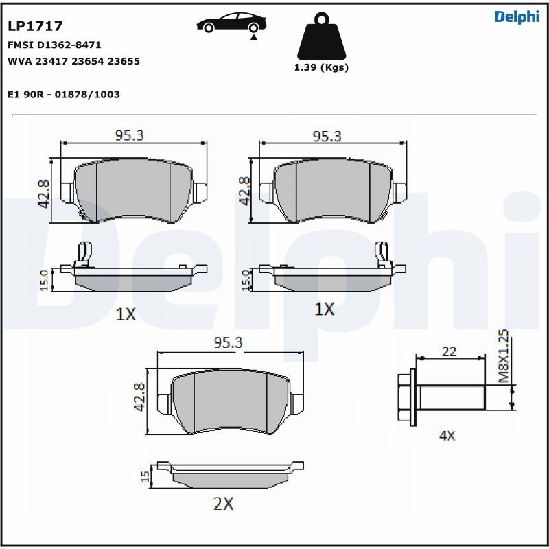 DELPHI LP1717 Brake Pad Set, disc brake