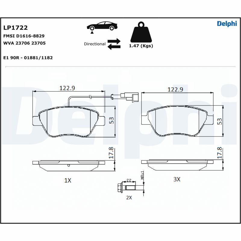 DELPHI LP1722 Brake Pad Set, disc brake