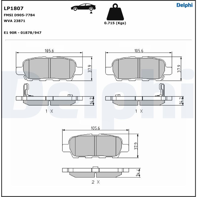DELPHI LP1807 Brake Pad Set, disc brake