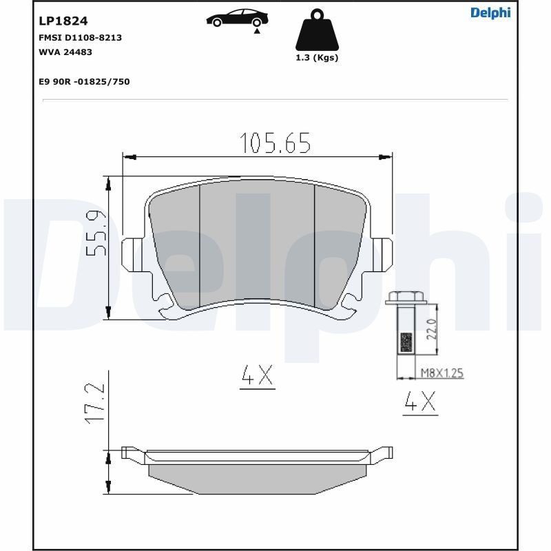 DELPHI LP1824 Brake Pad Set, disc brake