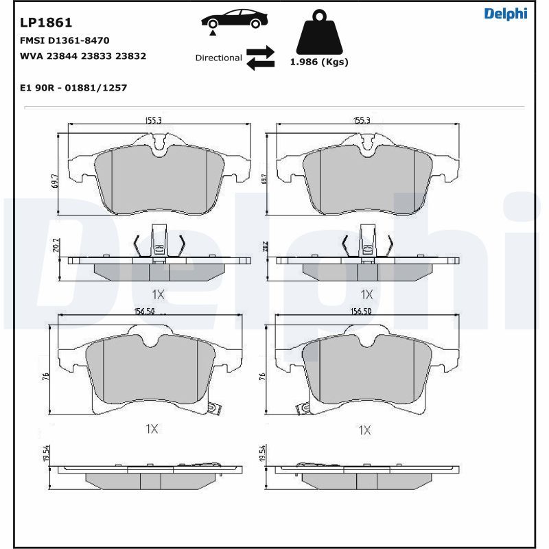 DELPHI LP1861 Brake Pad Set, disc brake