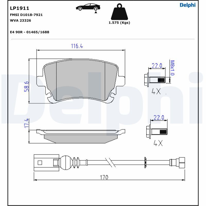 DELPHI LP1911 Brake Pad Set, disc brake