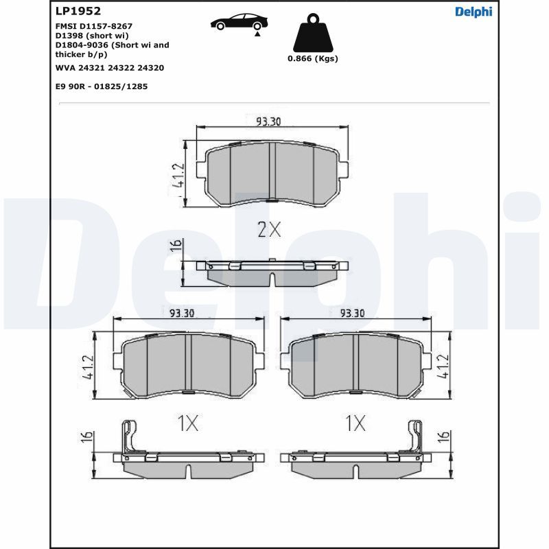 DELPHI LP1952 Brake Pad Set, disc brake