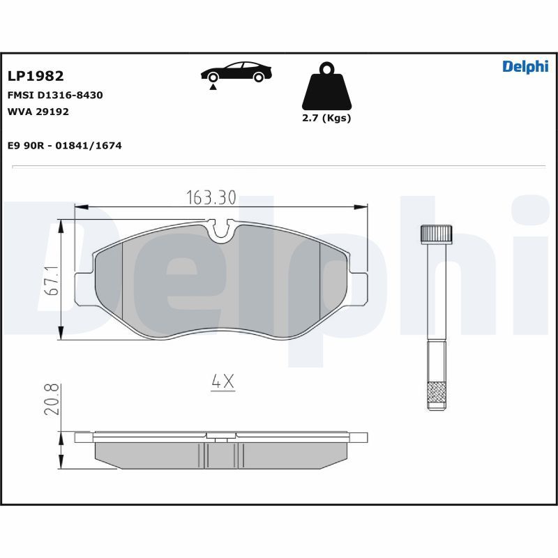 DELPHI LP1982 Brake Pad Set, disc brake